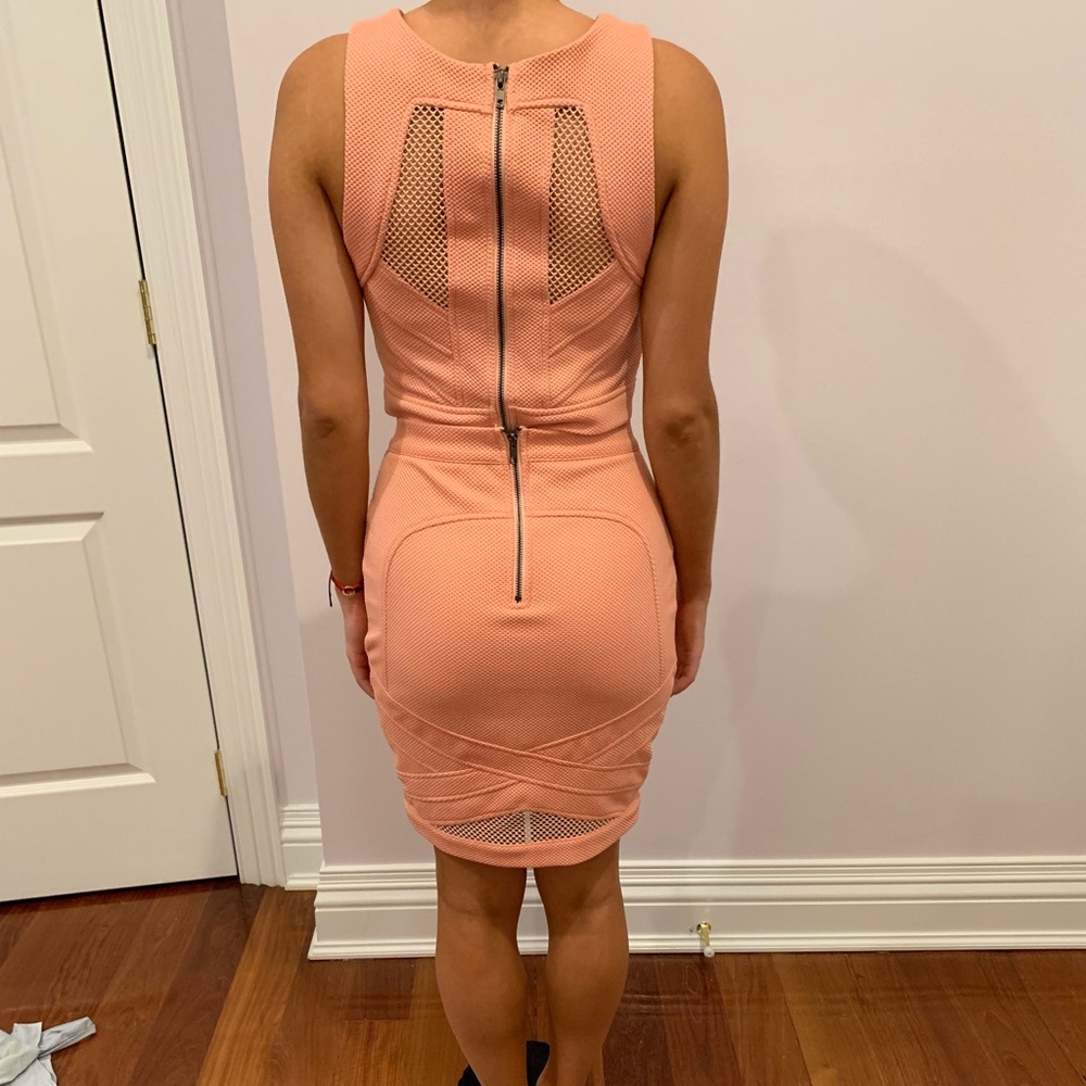 Salmon Textured Two Piece Dress - Picture 2 of 2